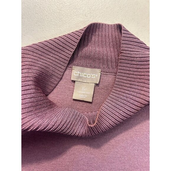 Chico’s Milano-Stitch Violet Ice Mock-Neck Pullover Sweater 3P XL Petite - Picture 4 of 4